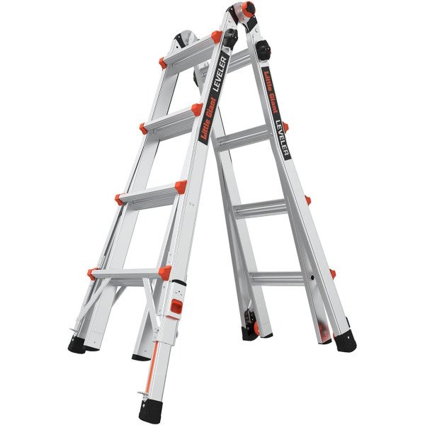 Leveler Aluminum Articulated Extendable Ladder with Ratchet Levels (M17 4x4 Steps)