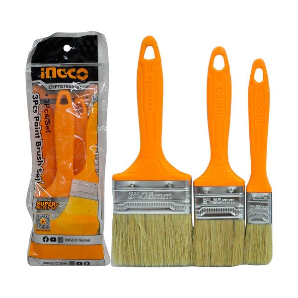 INGCO Utility Paint Brush Set 3pcs 1" 2" 3" SS Super Select for Oil-Based Paint
