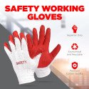 Safety Non-Slip 10 Pairs Red Latex Cotton Multi-Purpose Work Gloves